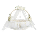 Wedding White Flower Basket Sufficient Capacity Lace Edge Elegant Romantic Flower Basket for Wedding Photography Props