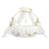 Wedding White Flower Basket Sufficient Capacity Lace Edge Elegant Romantic Flower Basket for Wedding Photography Props - 45-Degree Angle