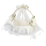 Wedding White Flower Basket Sufficient Capacity Lace Edge Elegant Romantic Flower Basket for Wedding Photography Props