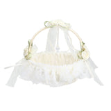 Wedding White Flower Basket Sufficient Capacity Lace Edge Elegant Romantic Flower Basket for Wedding Photography Props - Close-Up Angle