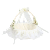 Wedding White Flower Basket Sufficient Capacity Lace Edge Elegant Romantic Flower Basket for Wedding Photography Props