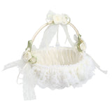 Wedding White Flower Basket Sufficient Capacity Lace Edge Elegant Romantic Flower Basket for Wedding Photography Props