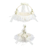 Wedding White Flower Basket Sufficient Capacity Lace Edge Elegant Romantic Flower Basket for Wedding Photography Props - Extra Image
