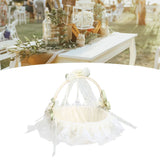 Wedding White Flower Basket Sufficient Capacity Lace Edge Elegant Romantic Flower Basket for Wedding Photography Props - Extra Image