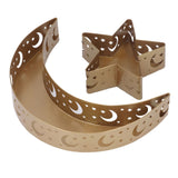 2pcs Ramadan Dessert Tray Moon Star Stainless Steel Eid Serving Tableware Decor for Islam Muslim Party - Close-Up Angle