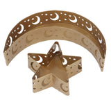 2pcs Ramadan Dessert Tray Moon Star Stainless Steel Eid Serving Tableware Decor for Islam Muslim Party