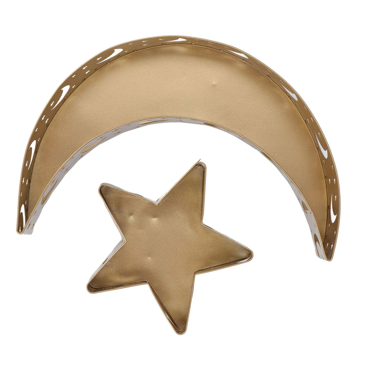 2pcs Ramadan Dessert Tray Moon Star Stainless Steel Eid Serving Tableware Decor for Islam Muslim Party