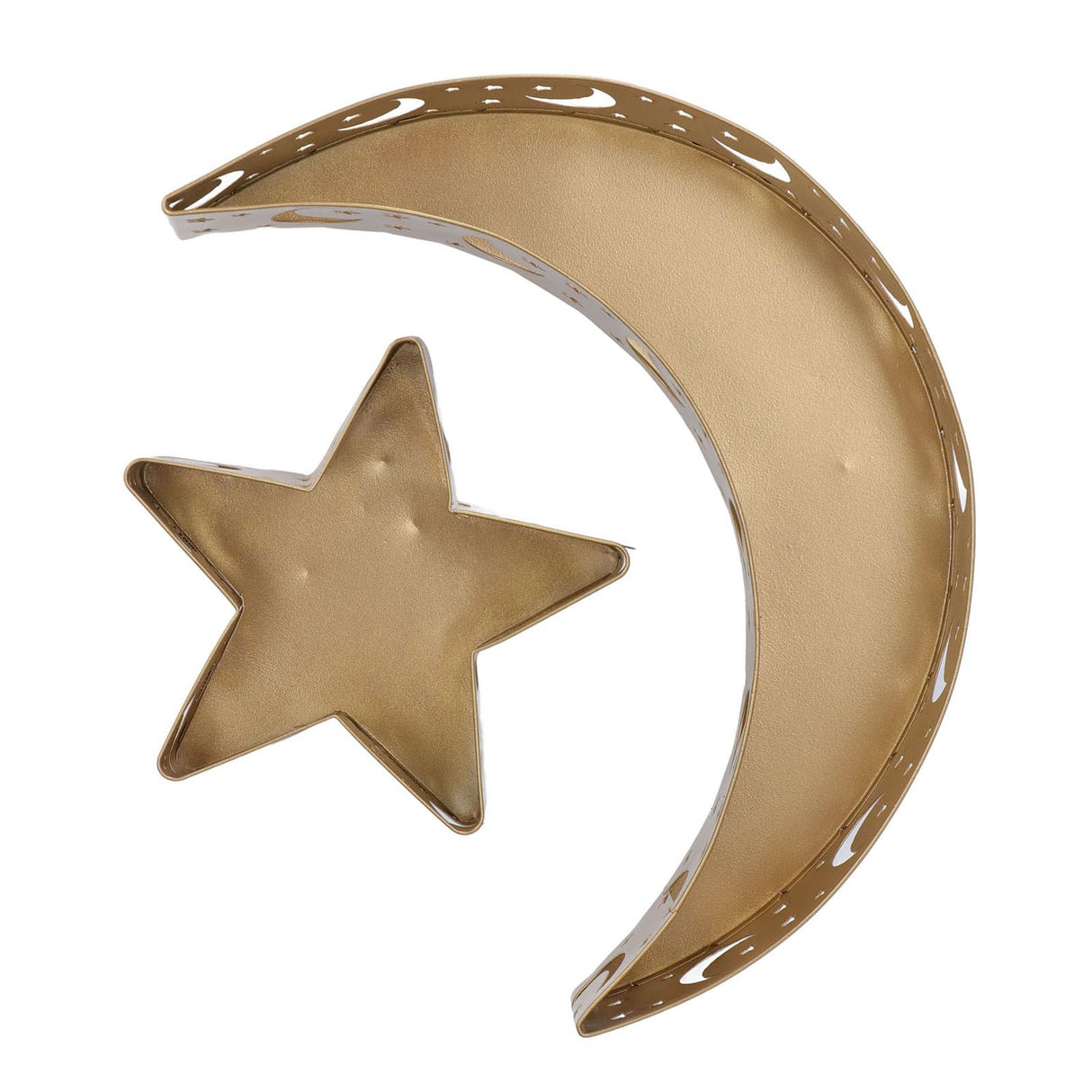 2pcs Ramadan Dessert Tray Moon Star Stainless Steel Eid Serving Tableware Decor for Islam Muslim Party