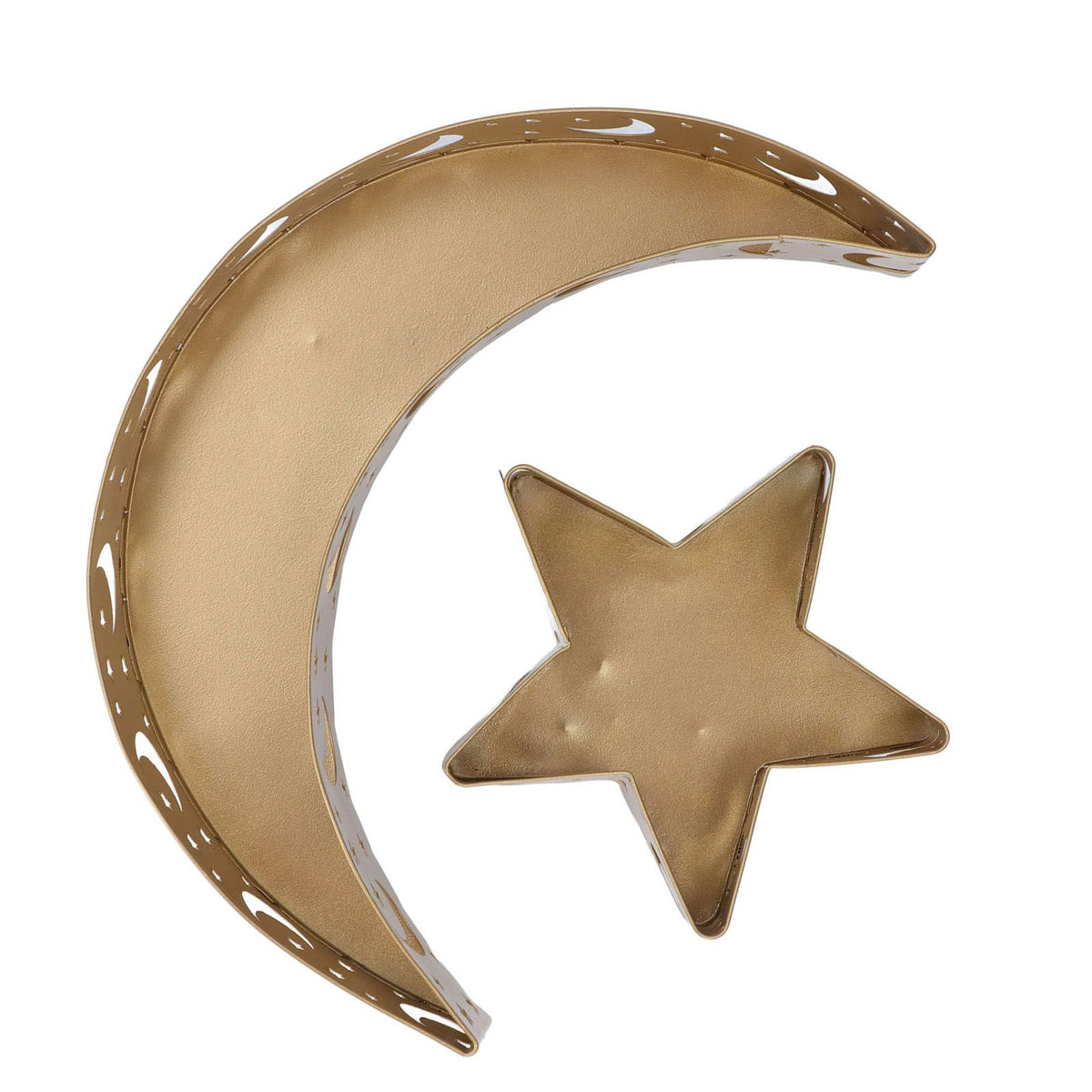 2pcs Ramadan Dessert Tray Moon Star Stainless Steel Eid Serving Tableware Decor for Islam Muslim Party