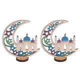 Wood Moon Ornaments Eid Mubarak Moon Decoration Enhances Festival Ambient for Home Restaurant CafeJM00454