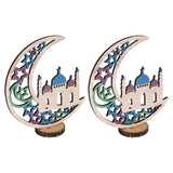 Wood Moon Ornaments Eid Mubarak Moon Decoration Enhances Festival Ambient for Home Restaurant CafeJM00454