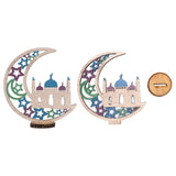 Wood Moon Ornaments Eid Mubarak Moon Decoration Enhances Festival Ambient for Home Restaurant CafeJM00454