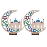 Wood Moon Ornaments Eid Mubarak Moon Decoration Enhances Festival Ambient for Home Restaurant CafeJM00454