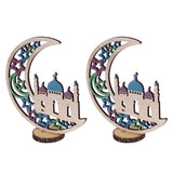 Wood Moon Ornaments Eid Mubarak Moon Decoration Enhances Festival Ambient for Home Restaurant CafeJM00454