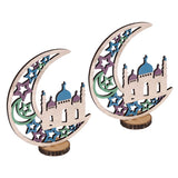 Wood Moon Ornaments Eid Mubarak Moon Decoration Enhances Festival Ambient for Home Restaurant CafeJM00454 - Extra Image