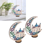 Wood Moon Ornaments Eid Mubarak Moon Decoration Enhances Festival Ambient for Home Restaurant CafeJM00454