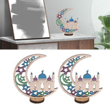 Wood Moon Ornaments Eid Mubarak Moon Decoration Enhances Festival Ambient for Home Restaurant CafeJM00454
