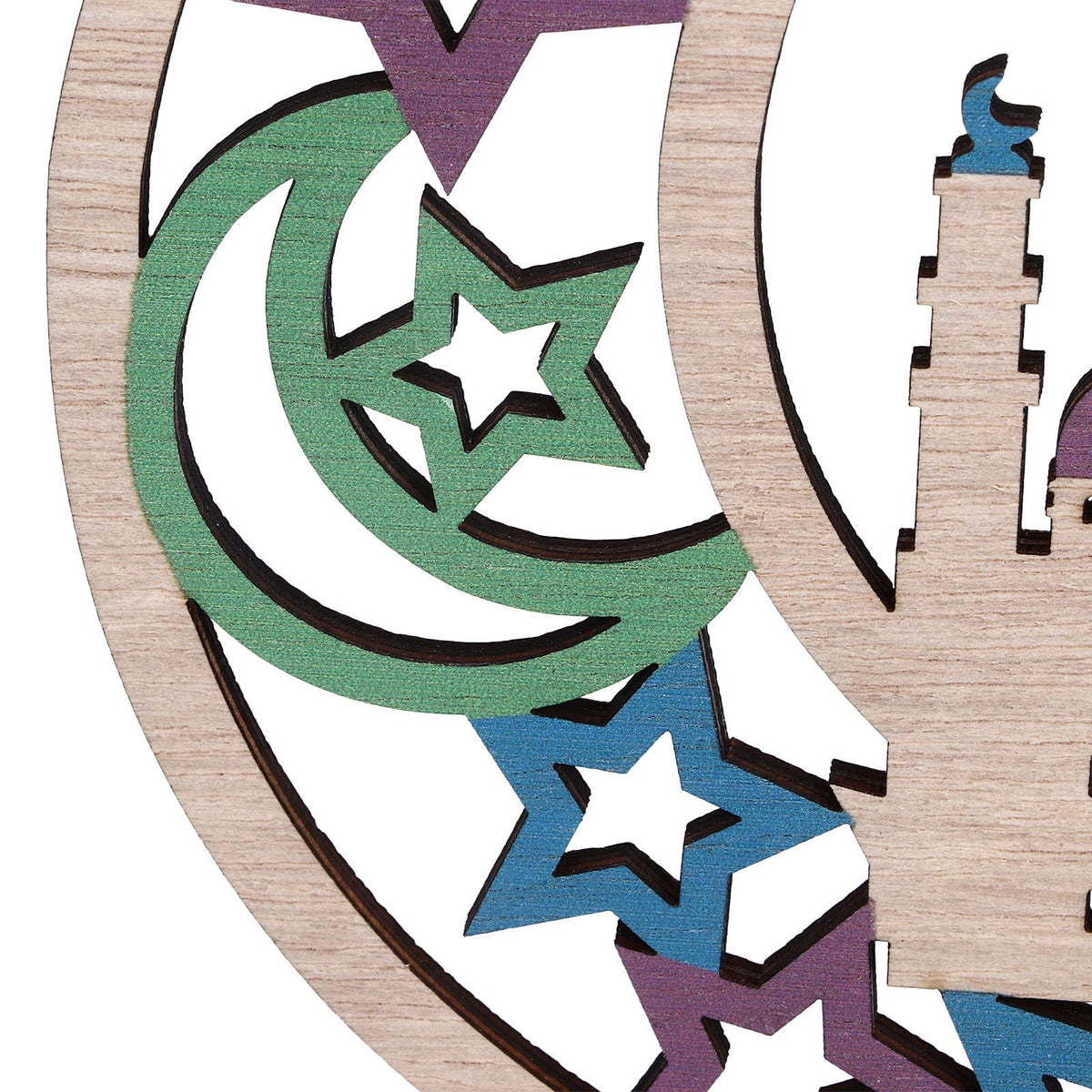 Wood Moon Ornaments Eid Mubarak Moon Decoration Enhances Festival Ambient for Home Restaurant CafeJM00454