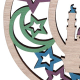 Wood Moon Ornaments Eid Mubarak Moon Decoration Enhances Festival Ambient for Home Restaurant CafeJM00454