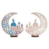 Wood Moon Ornaments Eid Mubarak Moon Decoration Enhances Festival Ambient for Home Restaurant CafeJM00444