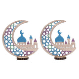 Wood Moon Ornaments Eid Mubarak Moon Decoration Enhances Festival Ambient for Home Restaurant CafeJM00444 - Close-Up Angle