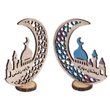 Wood Moon Ornaments Eid Mubarak Moon Decoration Enhances Festival Ambient for Home Restaurant CafeJM00444