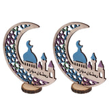 Wood Moon Ornaments Eid Mubarak Moon Decoration Enhances Festival Ambient for Home Restaurant CafeJM00444 - Extra Image