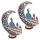 Wood Moon Ornaments Eid Mubarak Moon Decoration Enhances Festival Ambient for Home Restaurant CafeJM00444 - Extra Image