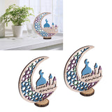 Wood Moon Ornaments Eid Mubarak Moon Decoration Enhances Festival Ambient for Home Restaurant CafeJM00444 - Extra Image