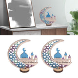 Wood Moon Ornaments Eid Mubarak Moon Decoration Enhances Festival Ambient for Home Restaurant CafeJM00444