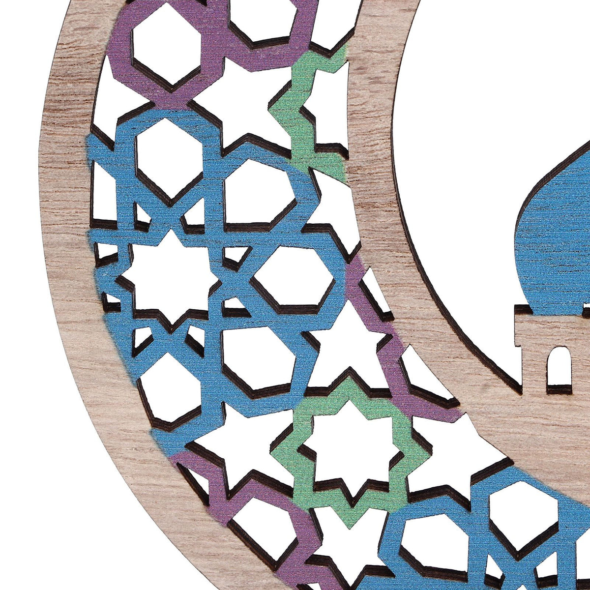 Wood Moon Ornaments Eid Mubarak Moon Decoration Enhances Festival Ambient for Home Restaurant CafeJM00444