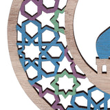 Wood Moon Ornaments Eid Mubarak Moon Decoration Enhances Festival Ambient for Home Restaurant CafeJM00444 - Extra Image