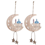 2pcs Moon Eid Hanging Decoration Eid Al‑Fitr Ornaments Decorations Pendant Crafts for Home JM00467
