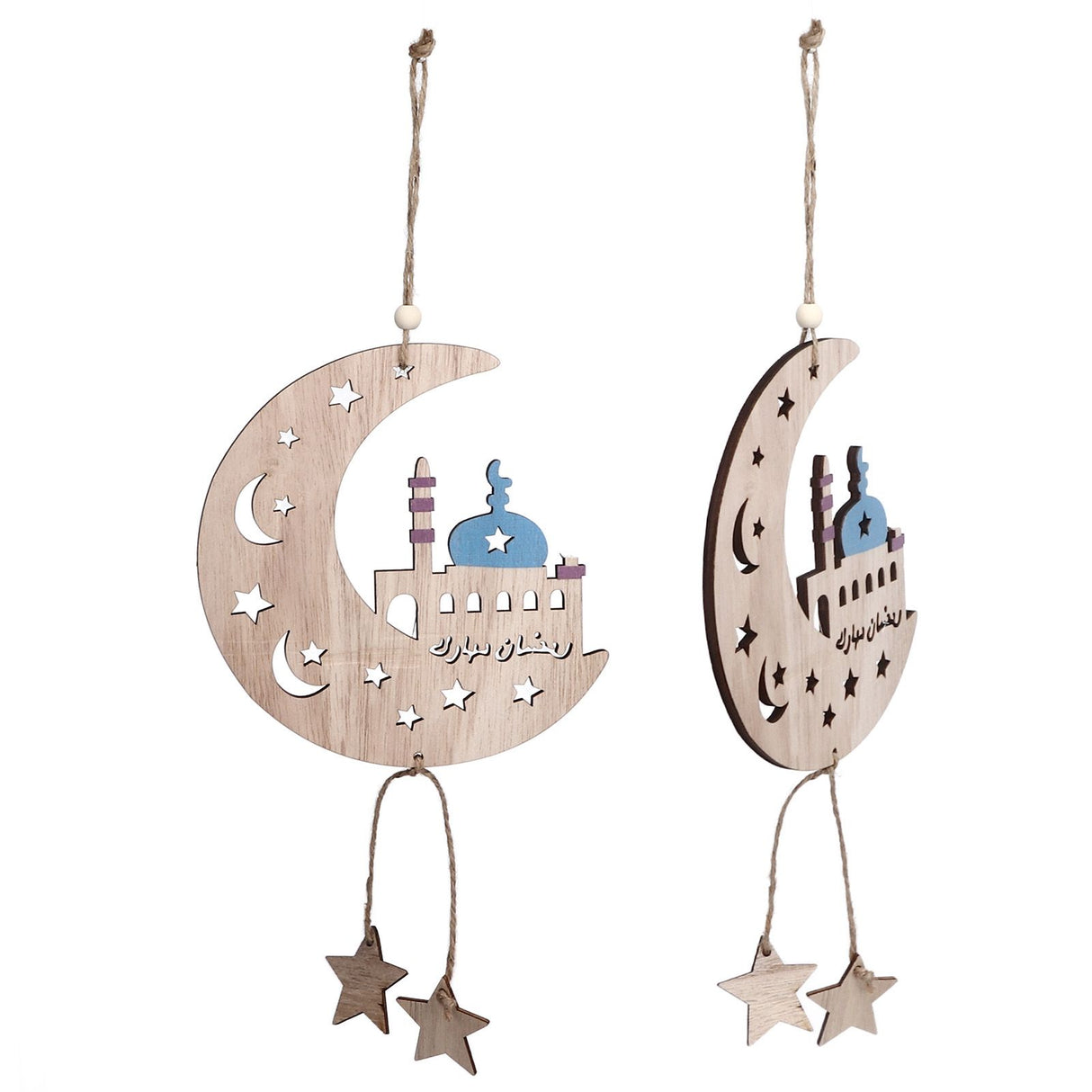 2pcs Moon Eid Hanging Decoration Eid Al‑Fitr Ornaments Decorations Pendant Crafts for Home JM00467