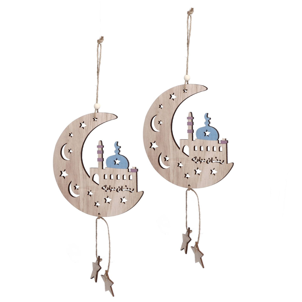 2pcs Moon Eid Hanging Decoration Eid Al‑Fitr Ornaments Decorations Pendant Crafts for Home JM00467