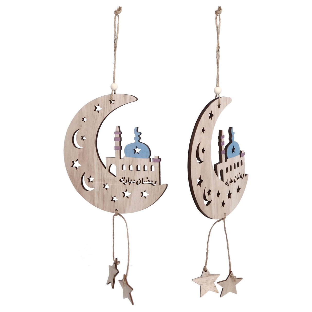 2pcs Moon Eid Hanging Decoration Eid Al‑Fitr Ornaments Decorations Pendant Crafts for Home JM00467
