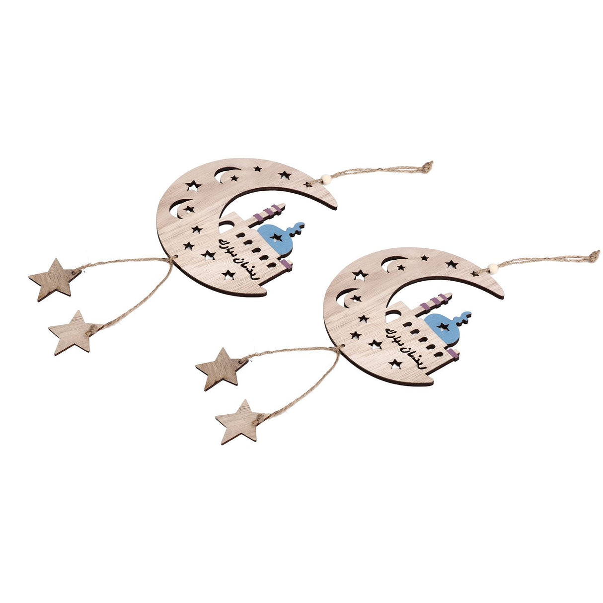 2pcs Moon Eid Hanging Decoration Eid Al‑Fitr Ornaments Decorations Pendant Crafts for Home JM00467