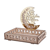 Food Tray Boxwood Dessert Holding Plate Party Serving Tableware with Eid Decoration for Dining Table - Front View