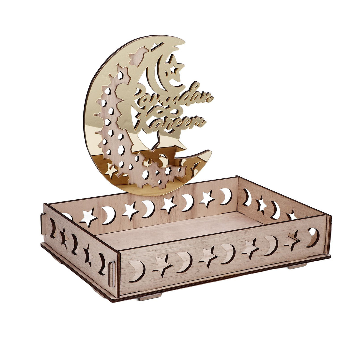 Food Tray Boxwood Dessert Holding Plate Party Serving Tableware with Eid Decoration for Dining Table
