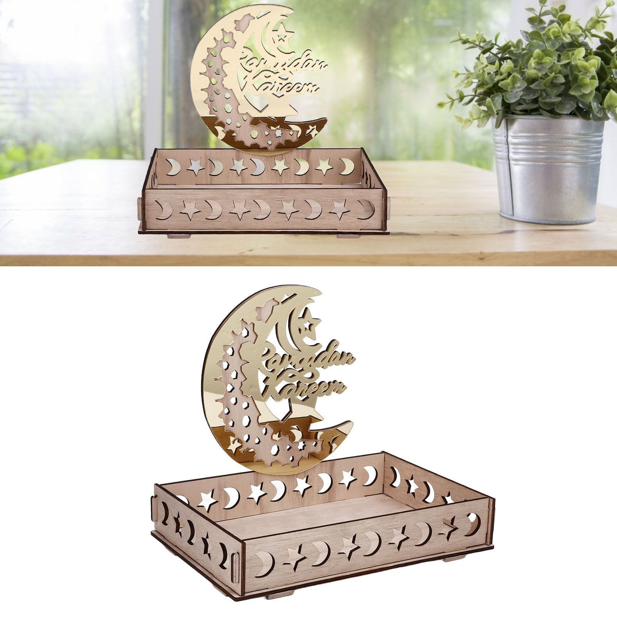 Food Tray Boxwood Dessert Holding Plate Party Serving Tableware with Eid Decoration for Dining Table