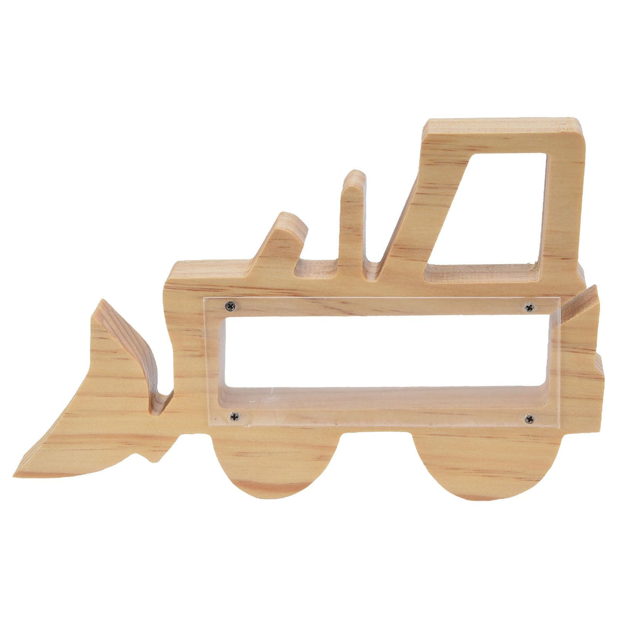 Piggy Bank for Kids Cute Forklift Transparent Wooden Piggy Bank Hollow Out Recyclable Coin Bank for Home Decoration