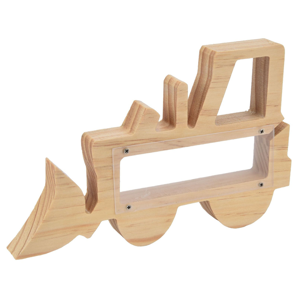 Piggy Bank for Kids Cute Forklift Transparent Wooden Piggy Bank Hollow Out Recyclable Coin Bank for Home Decoration