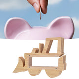 Piggy Bank for Kids Cute Forklift Transparent Wooden Piggy Bank Hollow Out Recyclable Coin Bank for Home Decoration