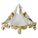 4cm Pyramid Prism Meditation Crystal Carved Pyramid Ornament with Gold Stand for Home Office Art Decor - Front View