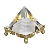 4cm Pyramid Prism Meditation Crystal Carved Pyramid Ornament with Gold Stand for Home Office Art Decor - 45-Degree Angle