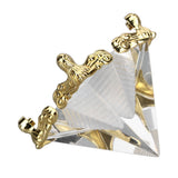 4cm Pyramid Prism Meditation Crystal Carved Pyramid Ornament with Gold Stand for Home Office Art Decor - Low Angle