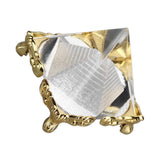 4cm Pyramid Prism Meditation Crystal Carved Pyramid Ornament with Gold Stand for Home Office Art Decor
