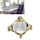 4cm Pyramid Prism Meditation Crystal Carved Pyramid Ornament with Gold Stand for Home Office Art Decor - Extra Image