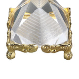 4cm Pyramid Prism Meditation Crystal Carved Pyramid Ornament with Gold Stand for Home Office Art Decor
