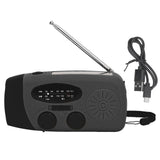 Hand Crank Solar Radio with LED Flashlight Portable FM AM WB USB Radio for Emergency Disaster PreventionBlack Japanese